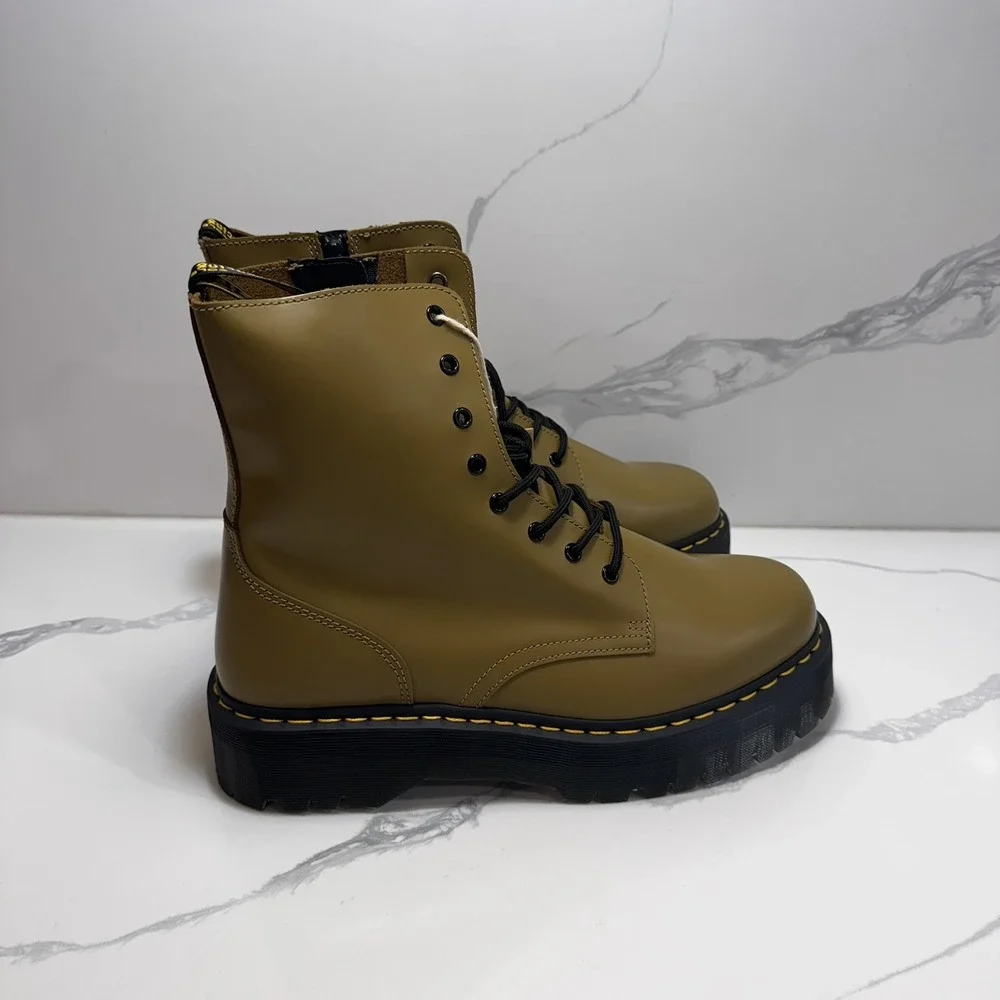 Dr. Martens Jadon Smooth Leather Platform Boots Antique Olive Men's Size 14 NEW